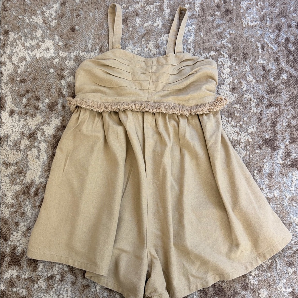 Habitual Beige Kids Romper with Fringe